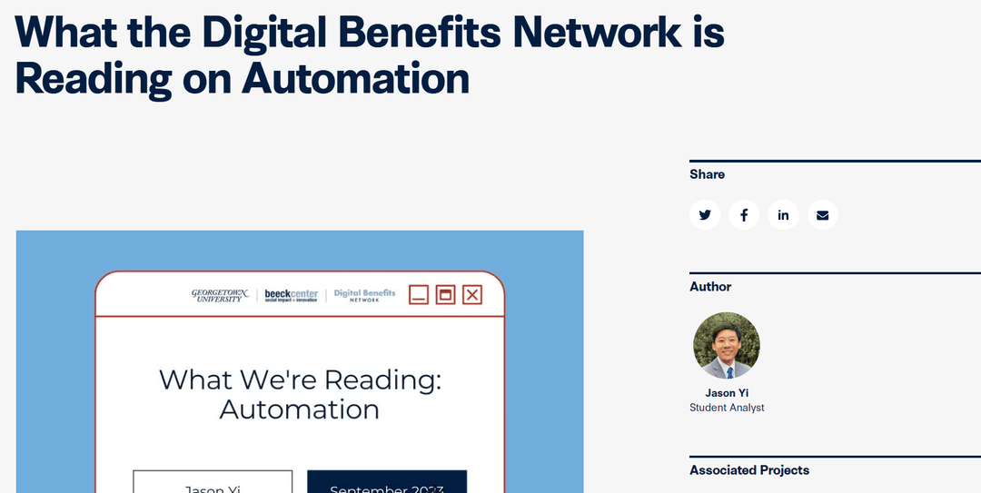 What the Digital Benefits Network is Reading on Automation