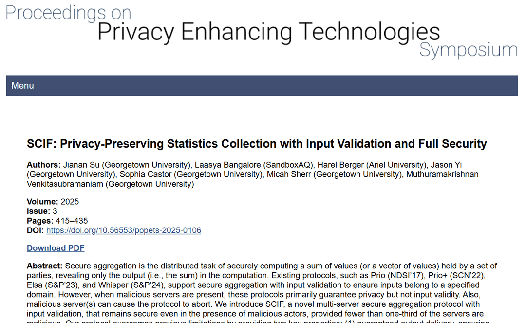 SCIF: Privacy-Preserving Statistics Collection with Input Validation and Full Security