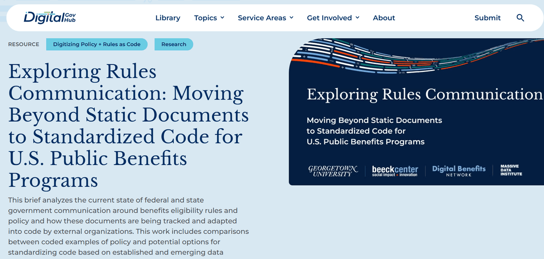 Exploring Rules Communication: Moving Beyond Static Documents to Standardized Code for U.S. Public Benefits Programs